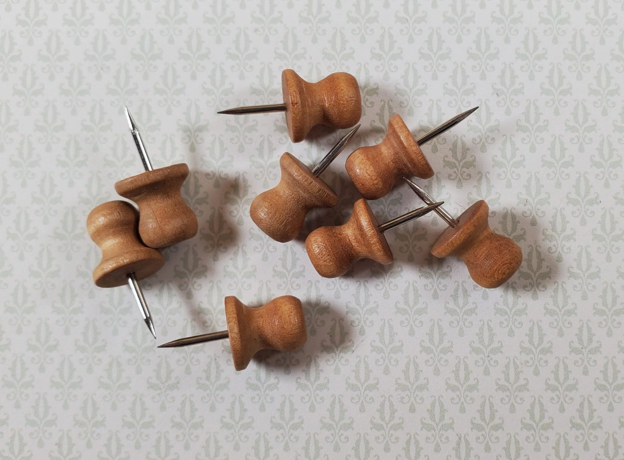 Wood Thumb Tacks Light Brown Push Pins 8 Pcs Use for Dollhouse Furniture