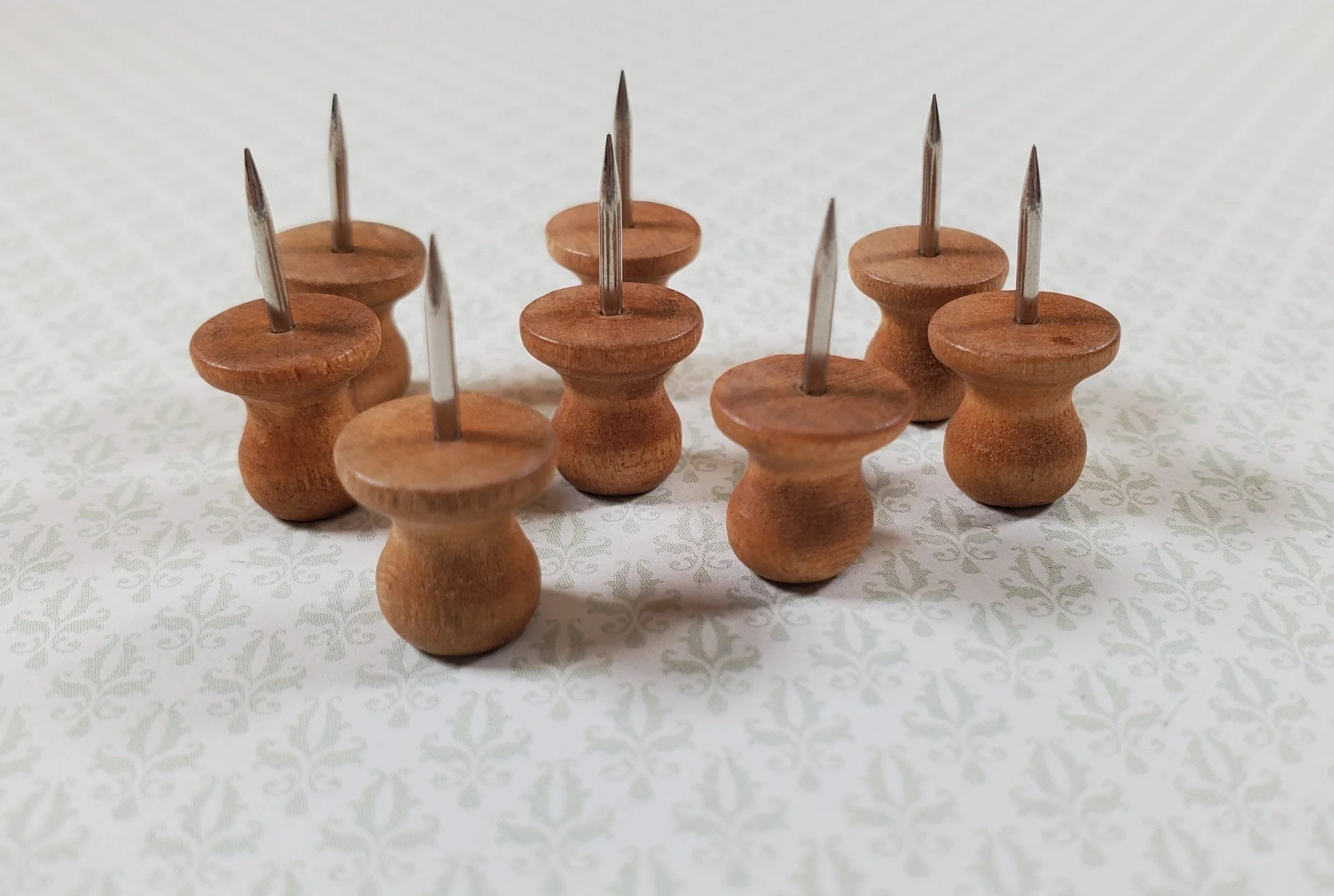 Wood Thumb Tacks Light Brown Push Pins 8 Pcs Use for Dollhouse Furniture - Image 2