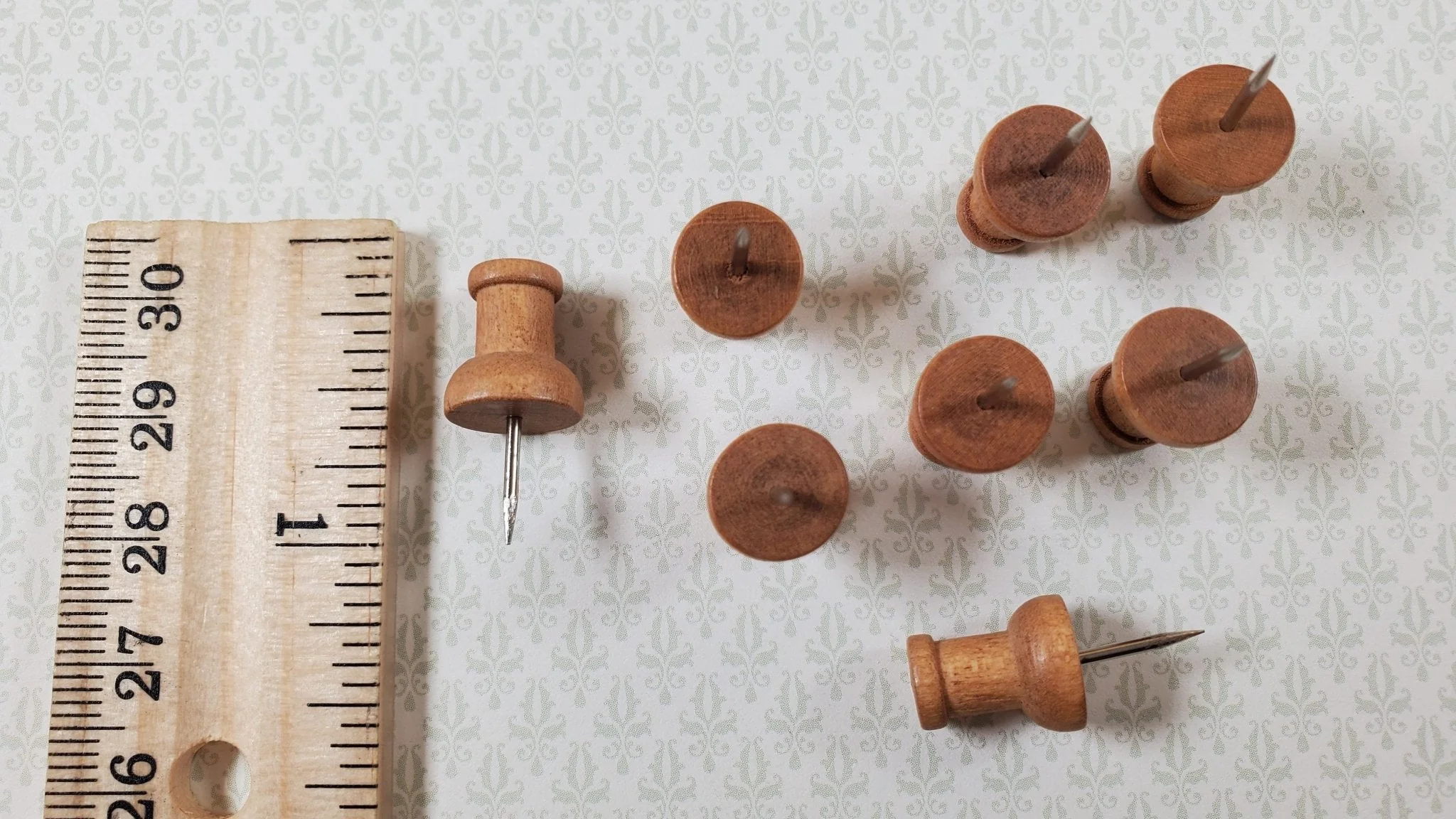 Wood Thumb Tacks Push Pins x8 Pcs Light Brown Dollhouse Miniature Furniture DIY - Image 3