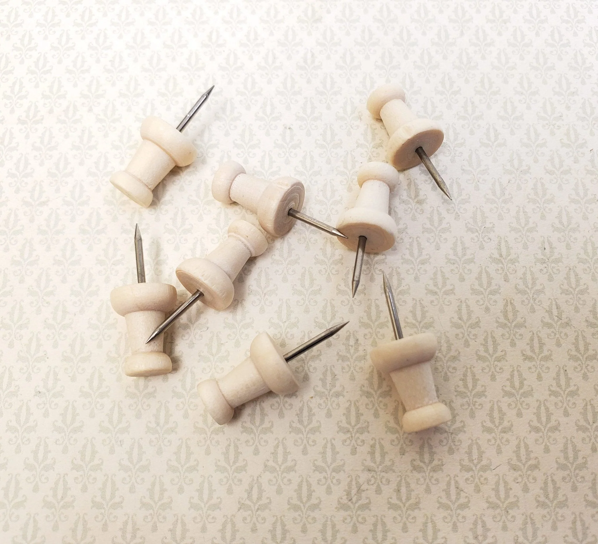 Wood Thumb Tacks Push Pins x8 Pieces Use for Dollhouse Miniature Furniture DIY